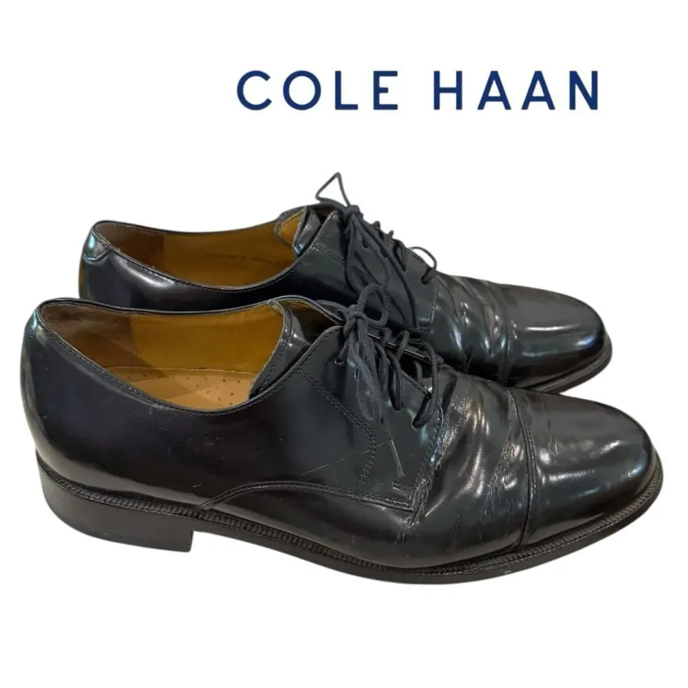 Cole Haan Men’s Black Leather Oxfords Dress Shoes 10.5